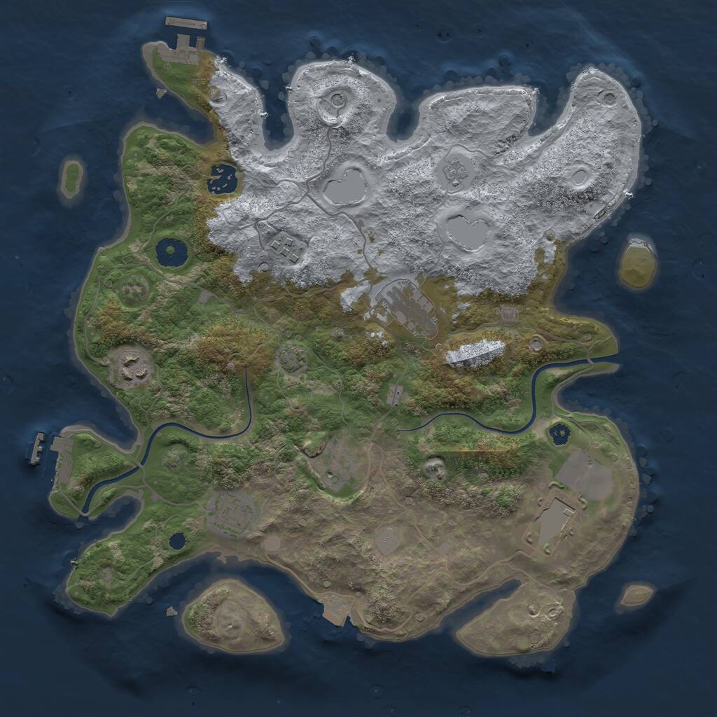 Rust Map: Procedural Map, Size: 3500, Seed: 1795034084, 13 Monuments