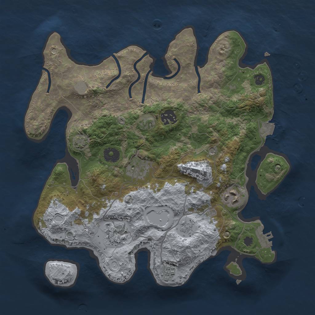 Rust Map: Procedural Map, Size: 3000, Seed: 28540, 12 Monuments