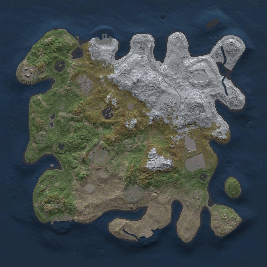 Rust Map: Procedural Map, Size: 3500, Seed: 1066100940, 15 Monuments