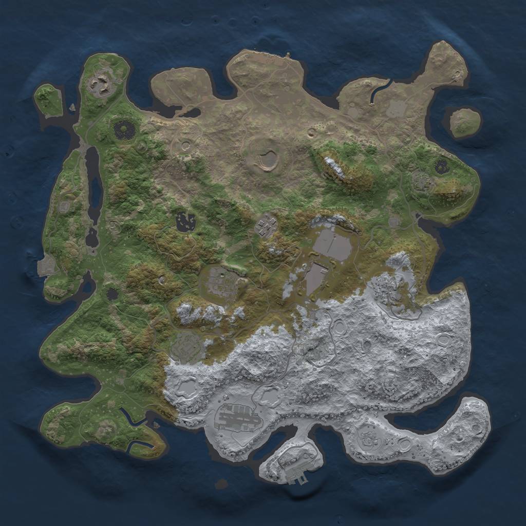 Rust Map: Procedural Map, Size: 3750, Seed: 280308, 17 Monuments