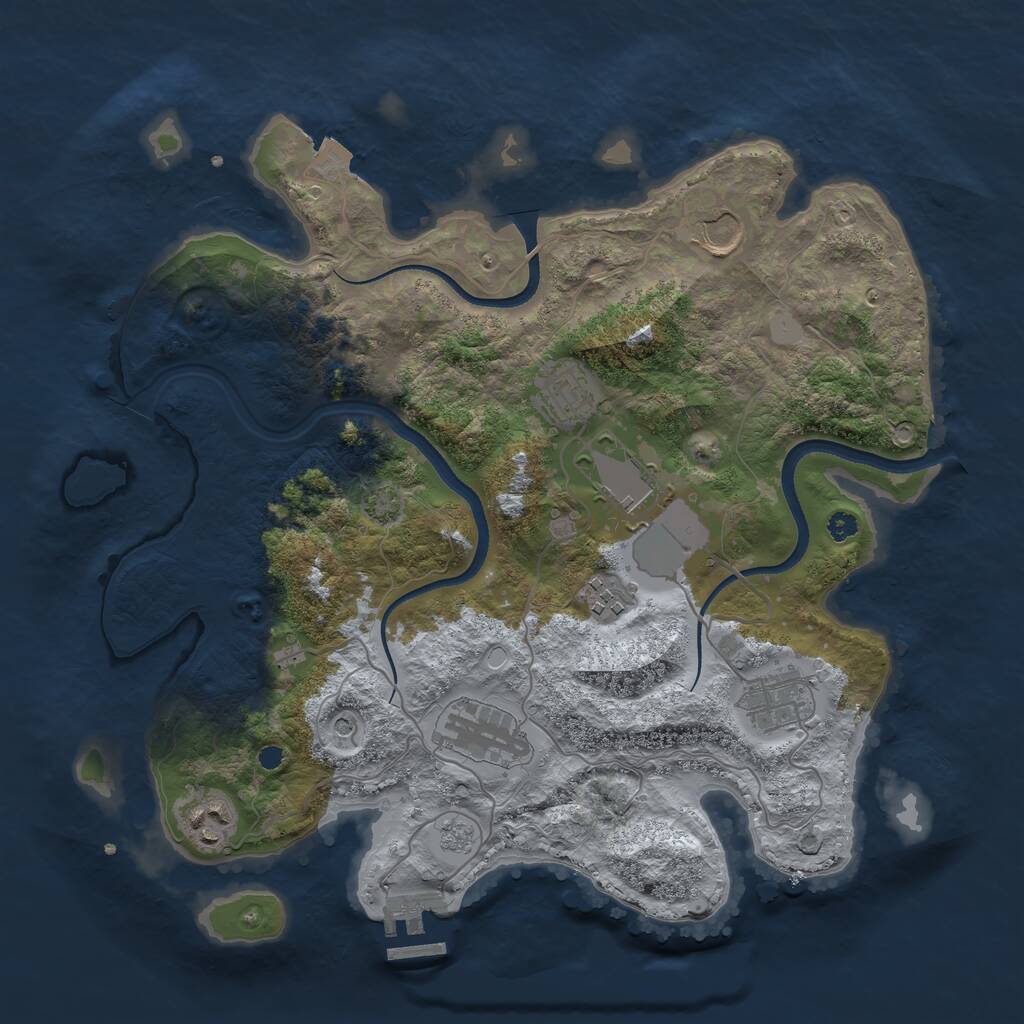 Rust Map: Procedural Map, Size: 3500, Seed: 1501728418, 12 Monuments