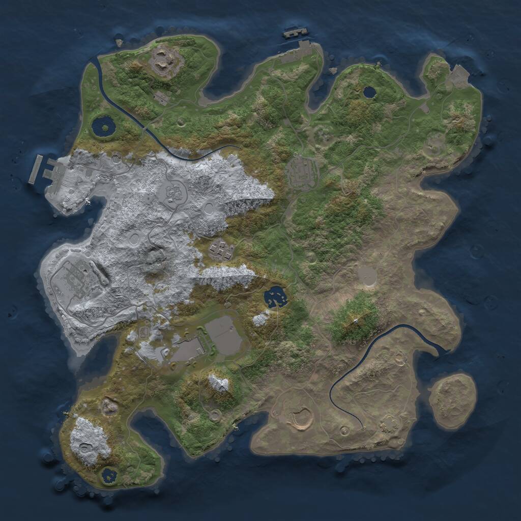 Rust Map: Procedural Map, Size: 3500, Seed: 1176565105, 13 Monuments