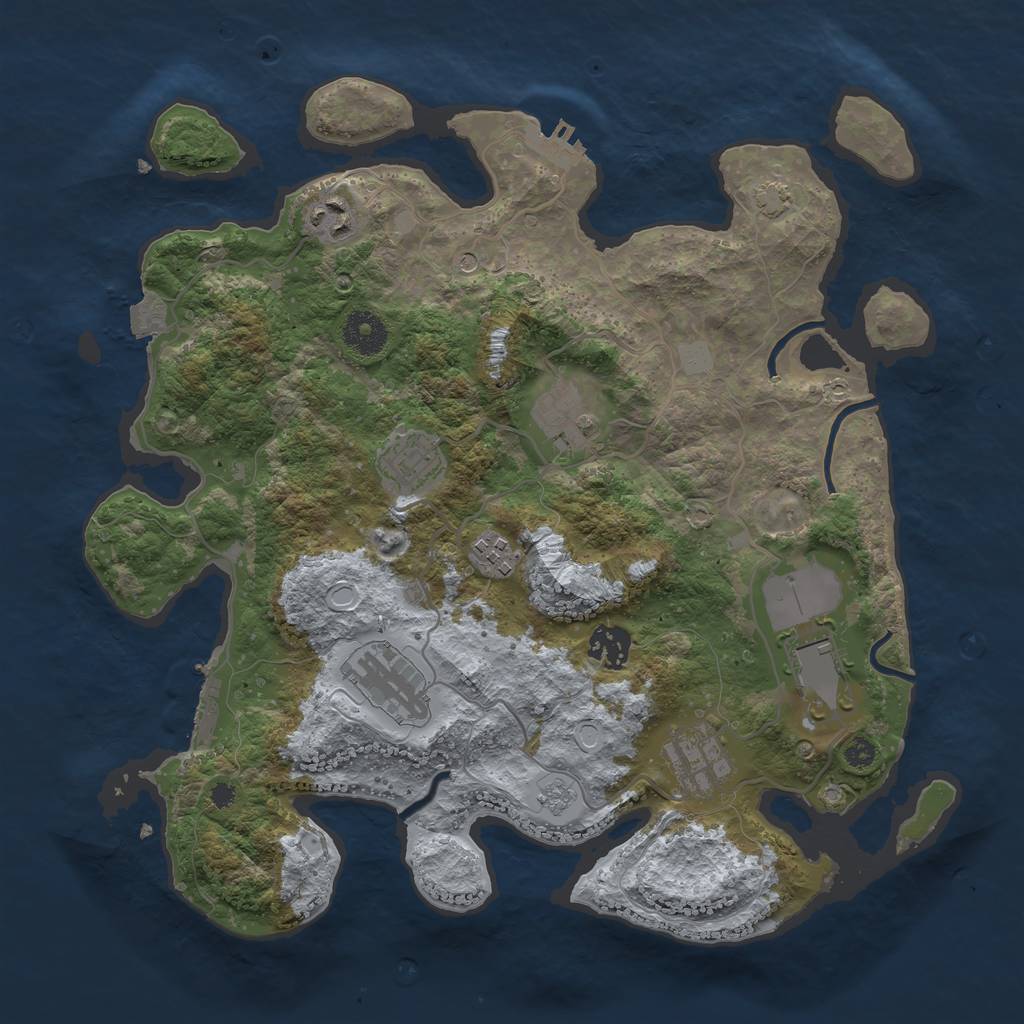 Rust Map: Procedural Map, Size: 3500, Seed: 1014946694, 16 Monuments