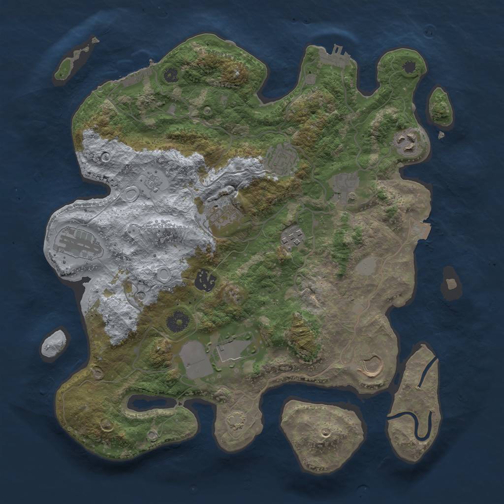 Rust Map: Procedural Map, Size: 3500, Seed: 1751698114, 17 Monuments