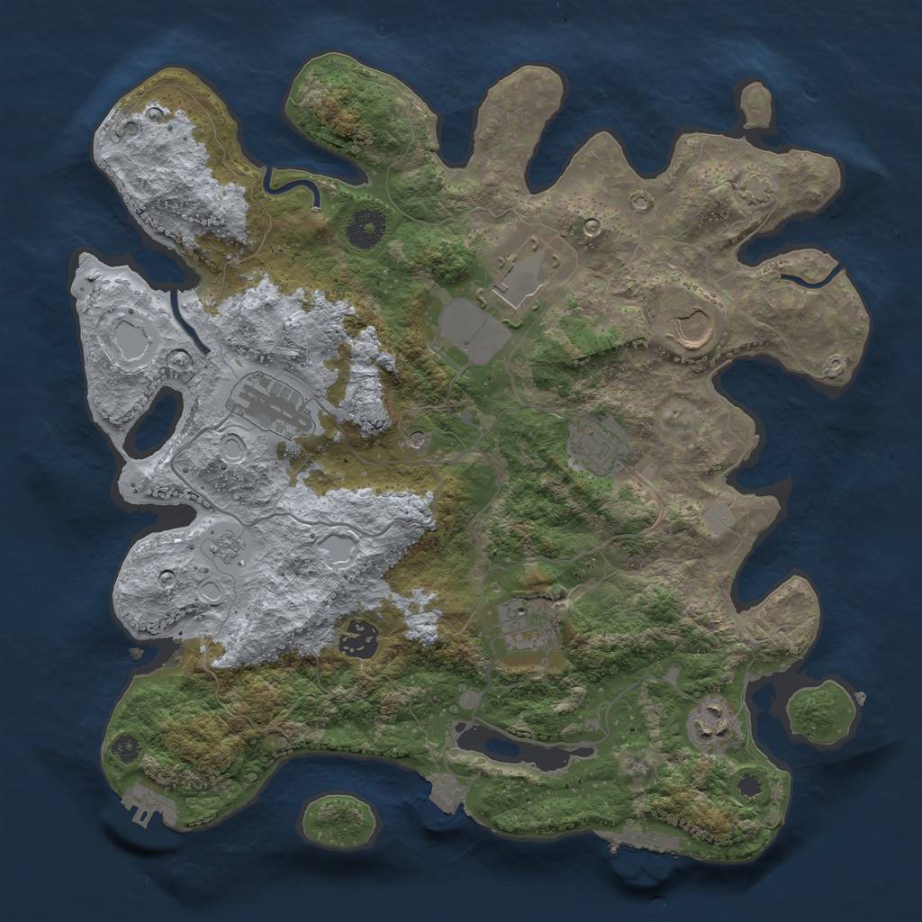 Rust Map: Procedural Map, Size: 3500, Seed: 746955910, 15 Monuments