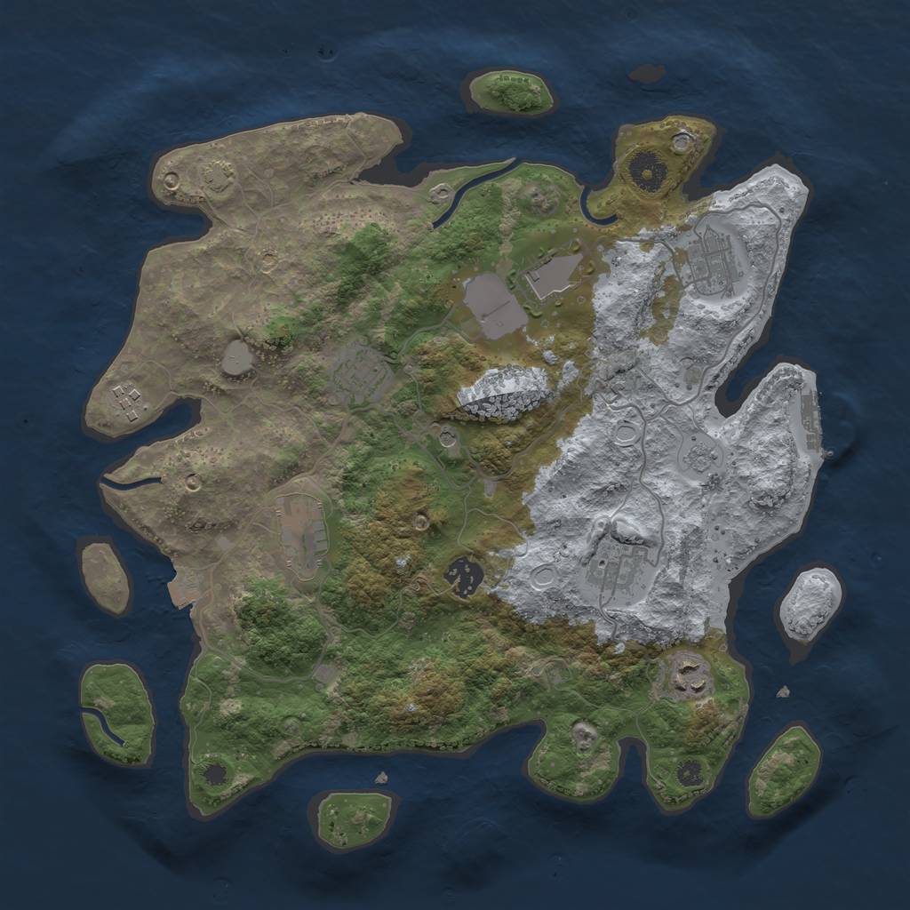 Rust Map: Procedural Map, Size: 3600, Seed: 1073728176, 15 Monuments