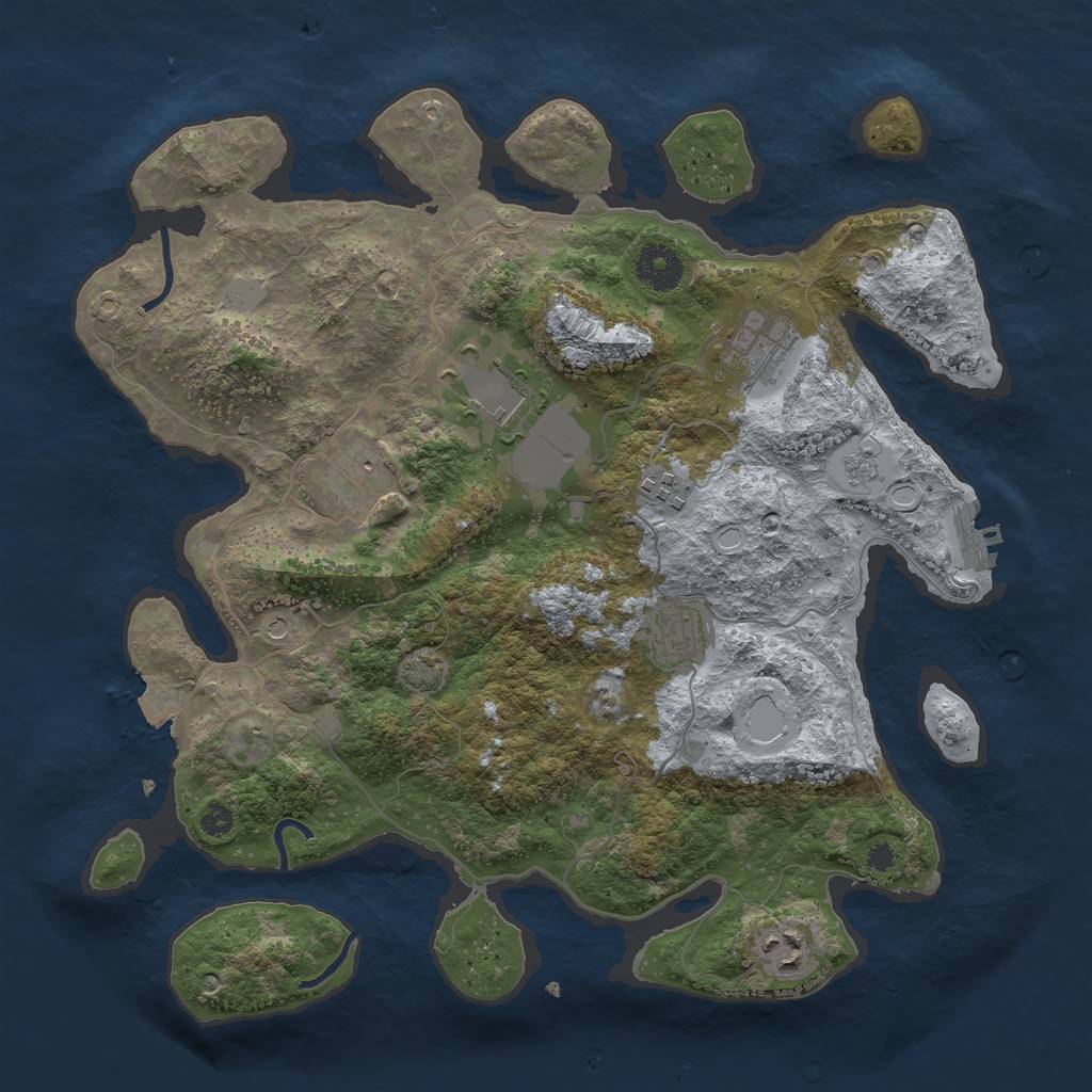 Rust Map: Procedural Map, Size: 3500, Seed: 1045477, 13 Monuments