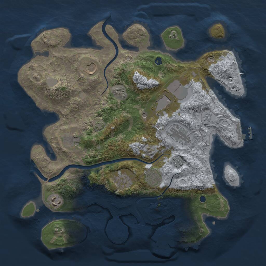 Rust Map: Procedural Map, Size: 3500, Seed: 1045477, 14 Monuments