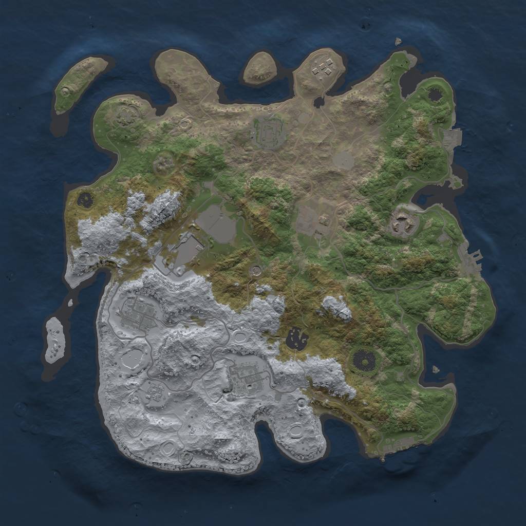 Rust Map: Procedural Map, Size: 3500, Seed: 1435213152, 16 Monuments