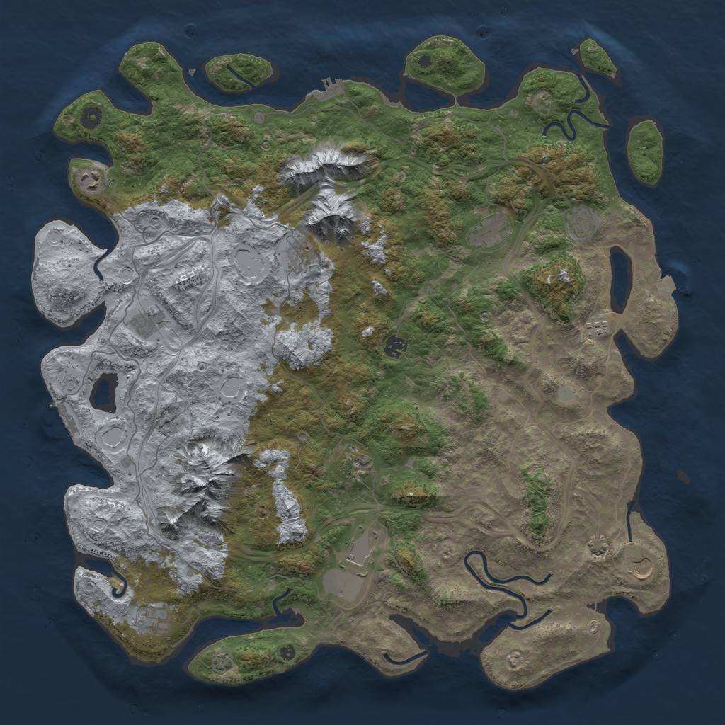 Rust Map: Procedural Map, Size: 5000, Seed: 286463047, 19 Monuments