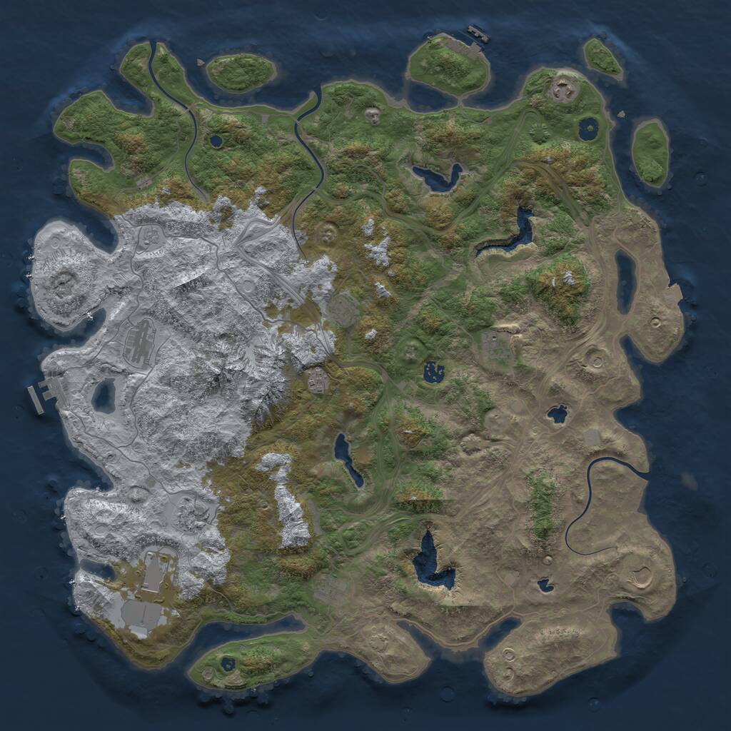Rust Map: Procedural Map, Size: 5000, Seed: 286463047, 16 Monuments