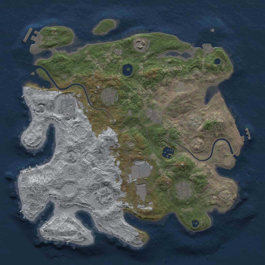 Rust Map: Procedural Map, Size: 3500, Seed: 169630084, 15 Monuments