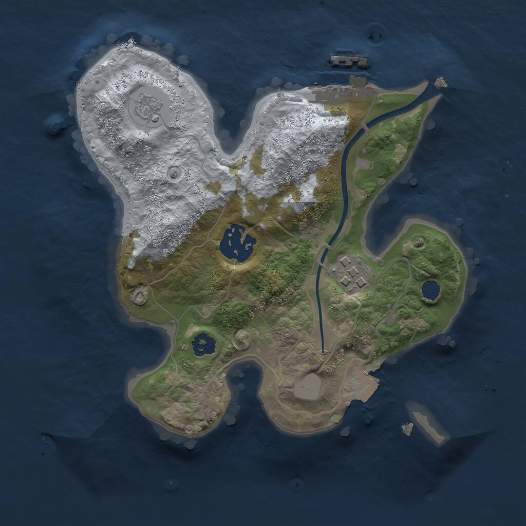Rust Map: Procedural Map, Size: 2250, Seed: 680577121, 5 Monuments