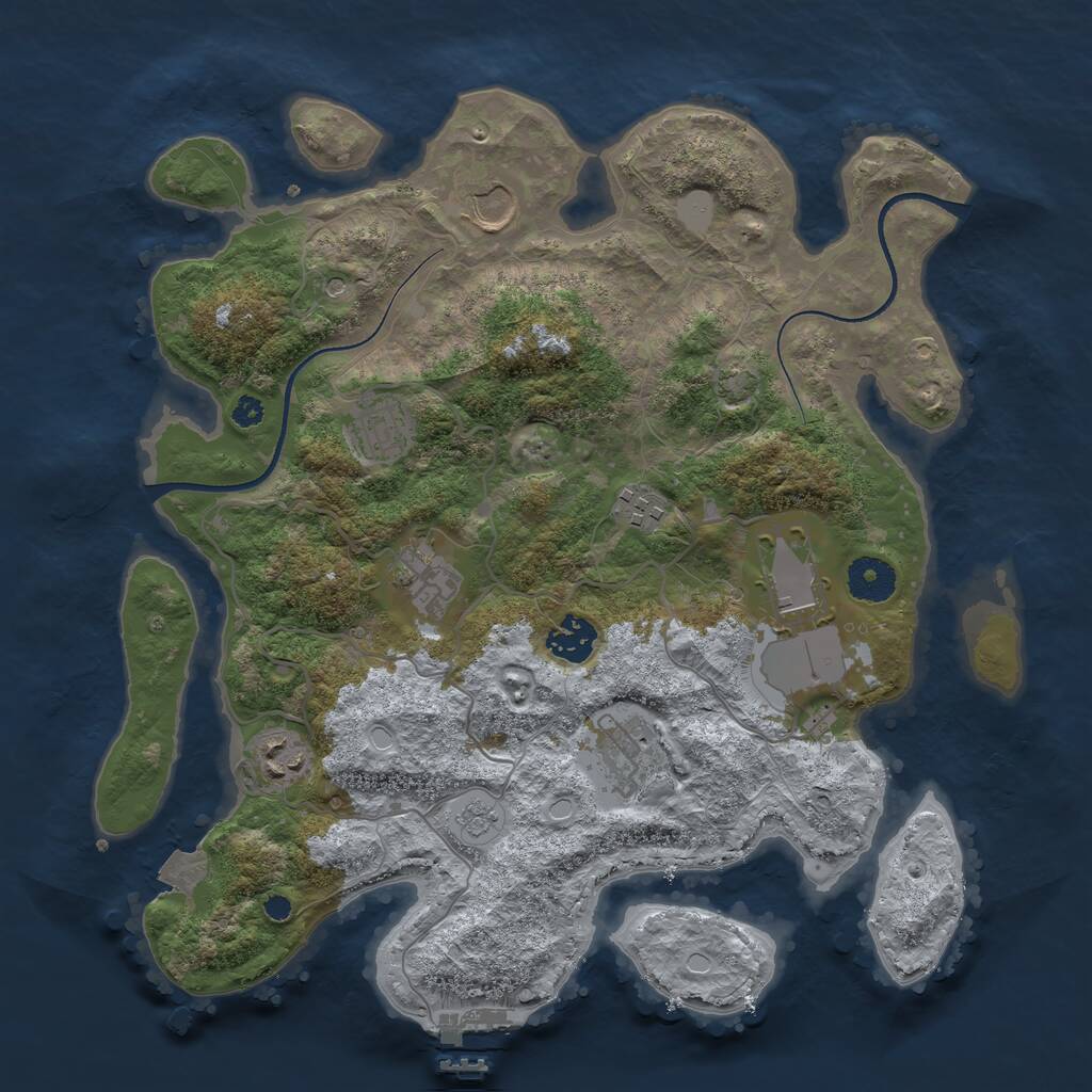 Rust Map: Procedural Map, Size: 3500, Seed: 403799553, 13 Monuments