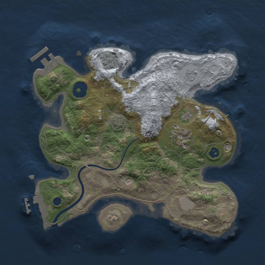 Rust Map: Procedural Map, Size: 2554, Seed: 13825, 8 Monuments