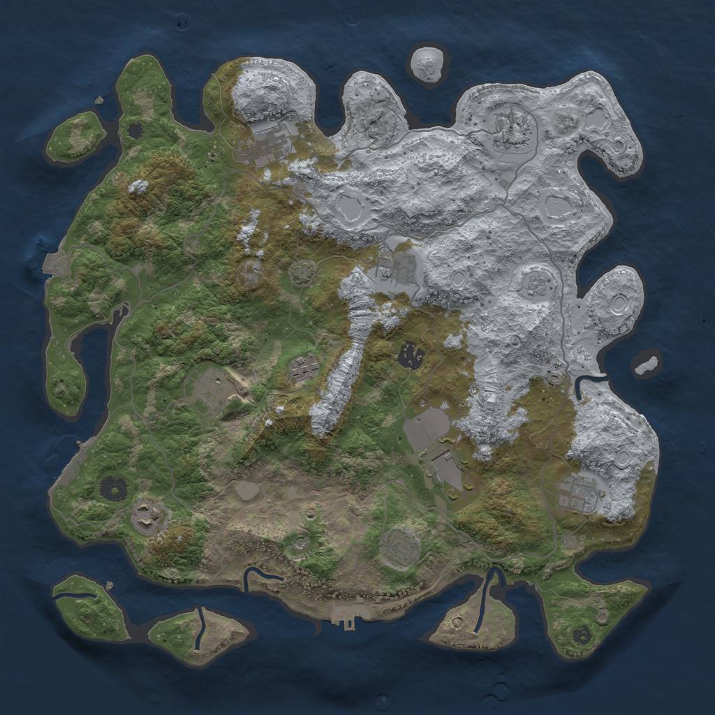 Rust Map: Procedural Map, Size: 4000, Seed: 59806017, 18 Monuments