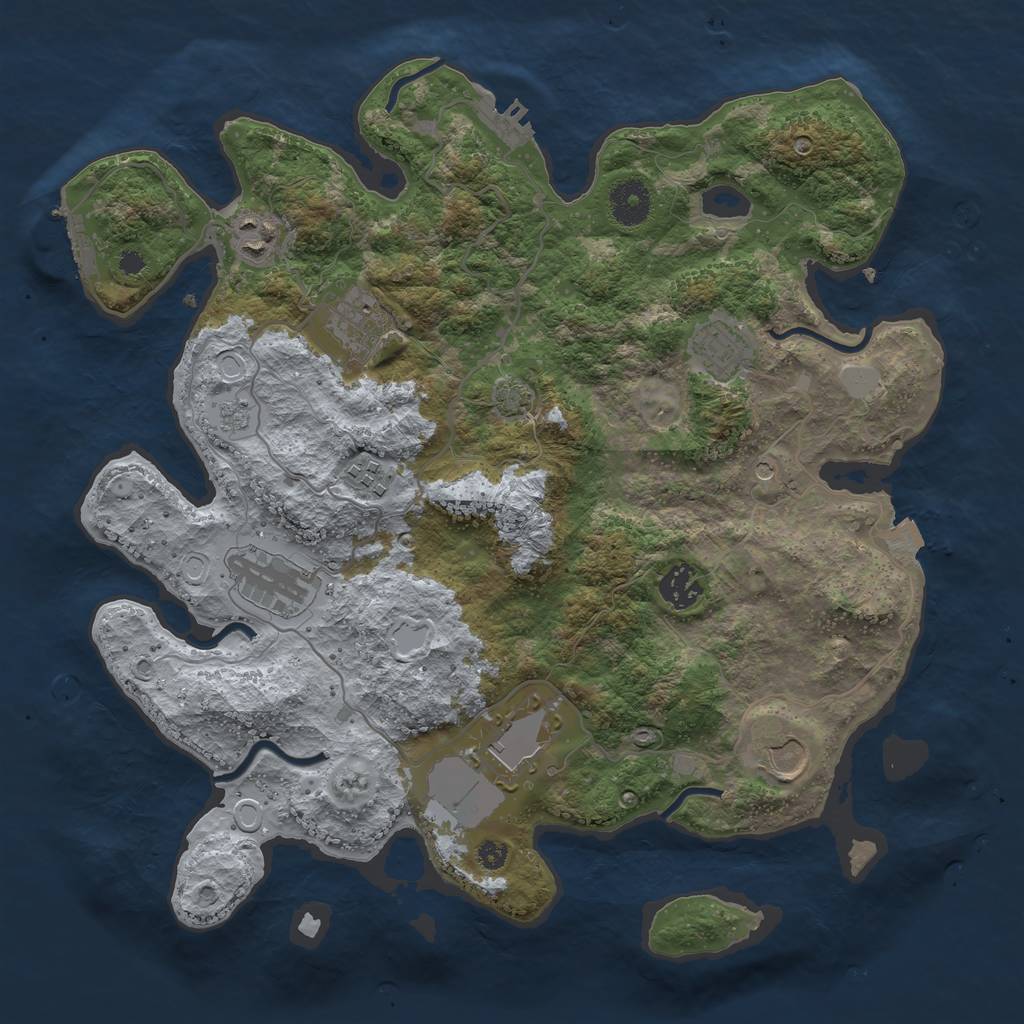 Rust Map: Procedural Map, Size: 3600, Seed: 535469974, 16 Monuments