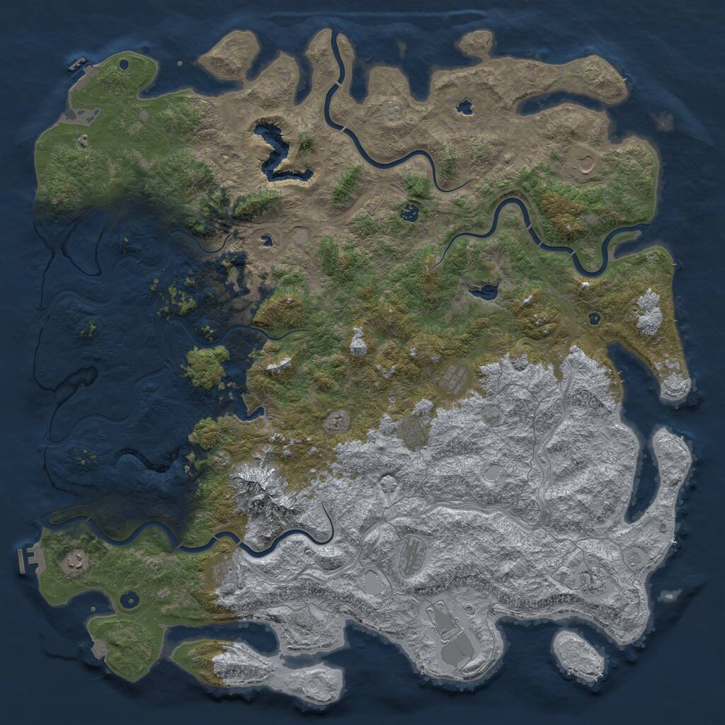 Rust Map: Procedural Map, Size: 6000, Seed: 1113013198, 17 Monuments