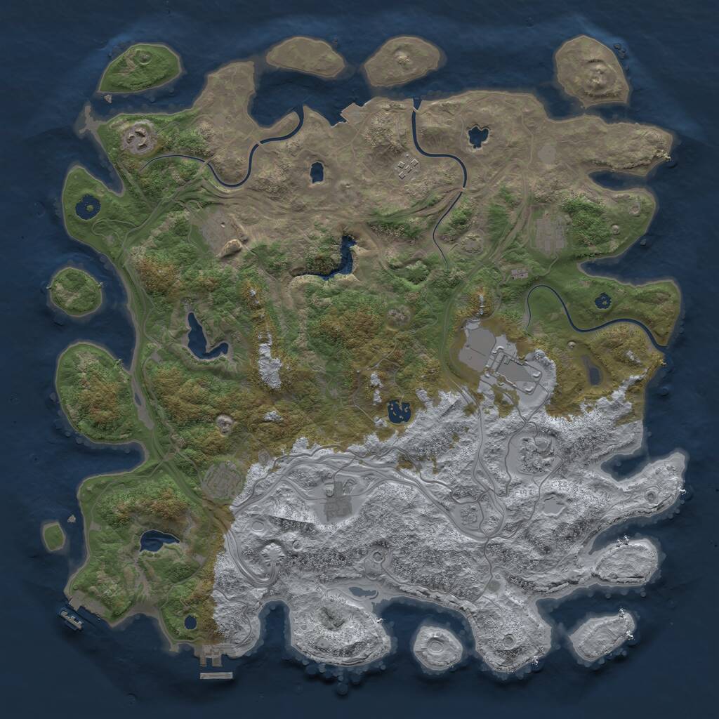 Rust Map: Procedural Map, Size: 4500, Seed: 1281600930, 15 Monuments
