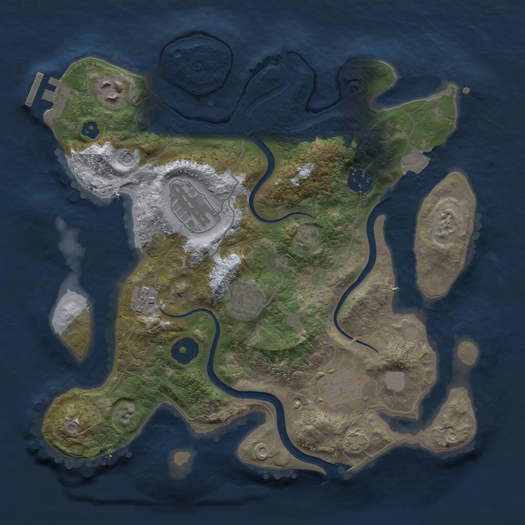 Rust Map: Procedural Map, Size: 3000, Seed: 17192, 10 Monuments