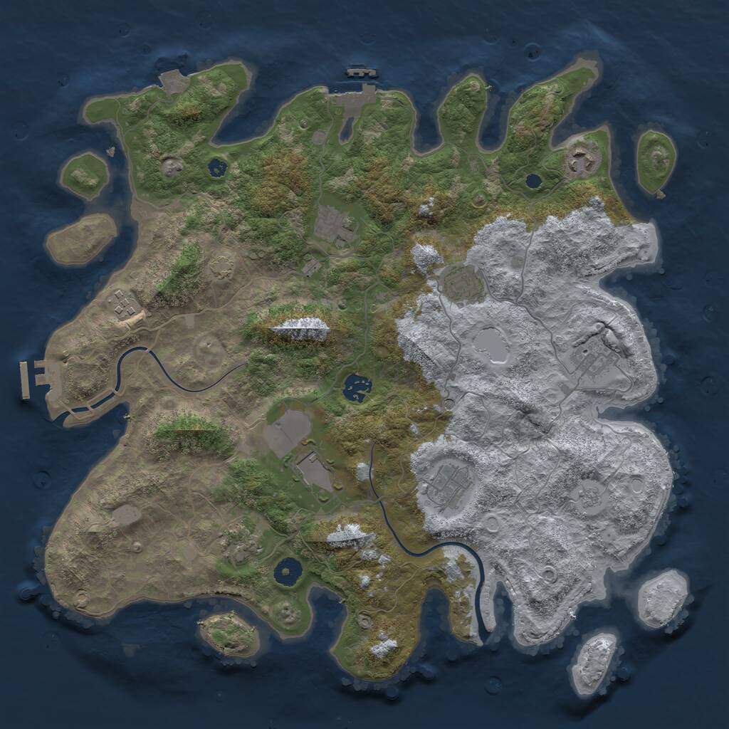 Rust Map: Procedural Map, Size: 3950, Seed: 95851292, 15 Monuments