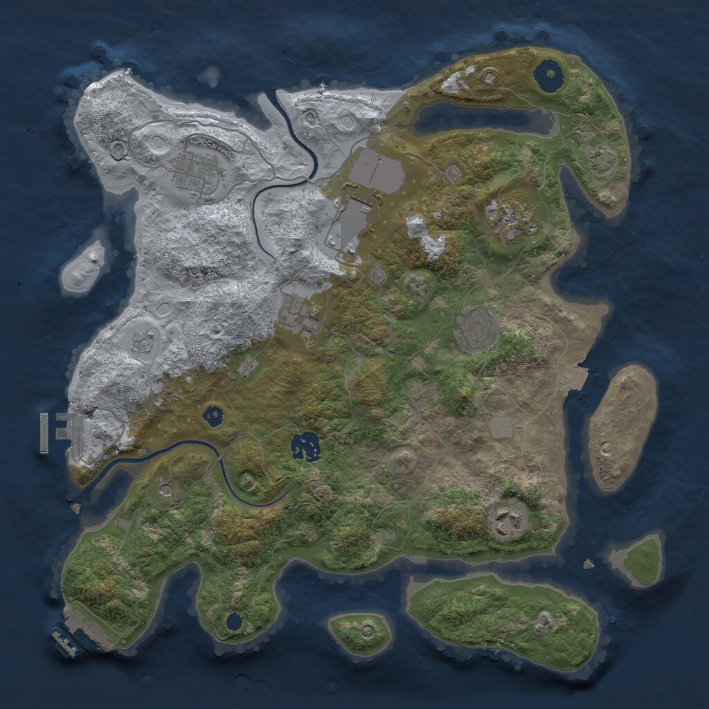 Rust Map: Procedural Map, Size: 3500, Seed: 1862088637, 13 Monuments