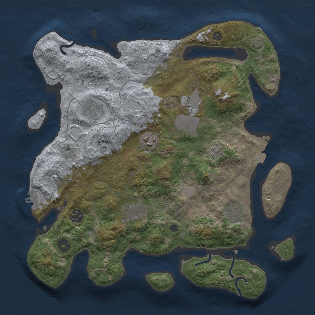 Rust Map: Procedural Map, Size: 3500, Seed: 1862088637, 14 Monuments