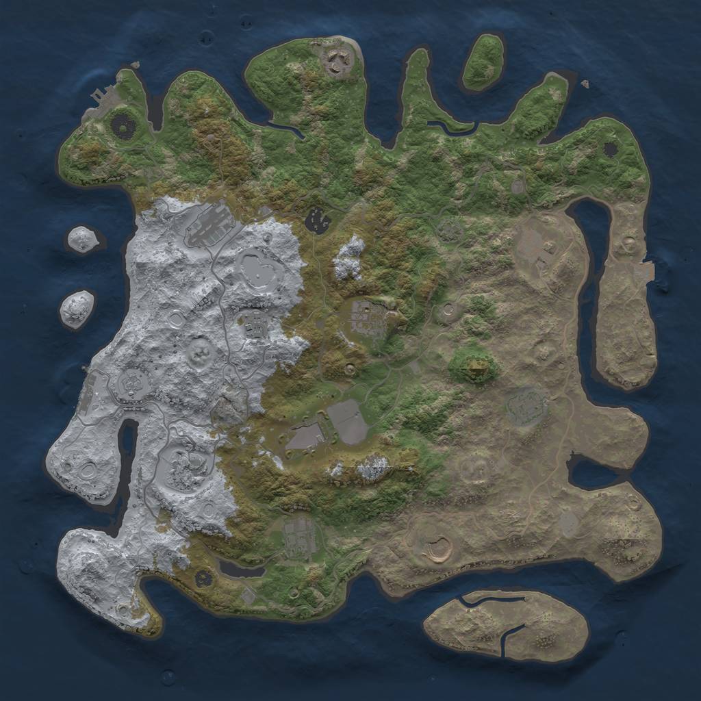 Rust Map: Procedural Map, Size: 4125, Seed: 654884132, 19 Monuments