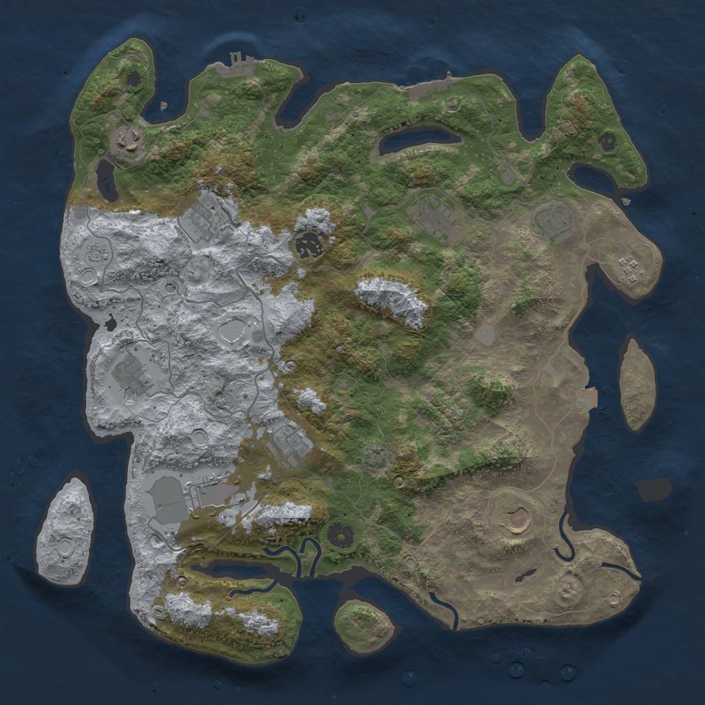 Rust Map: Procedural Map, Size: 4000, Seed: 72241, 18 Monuments