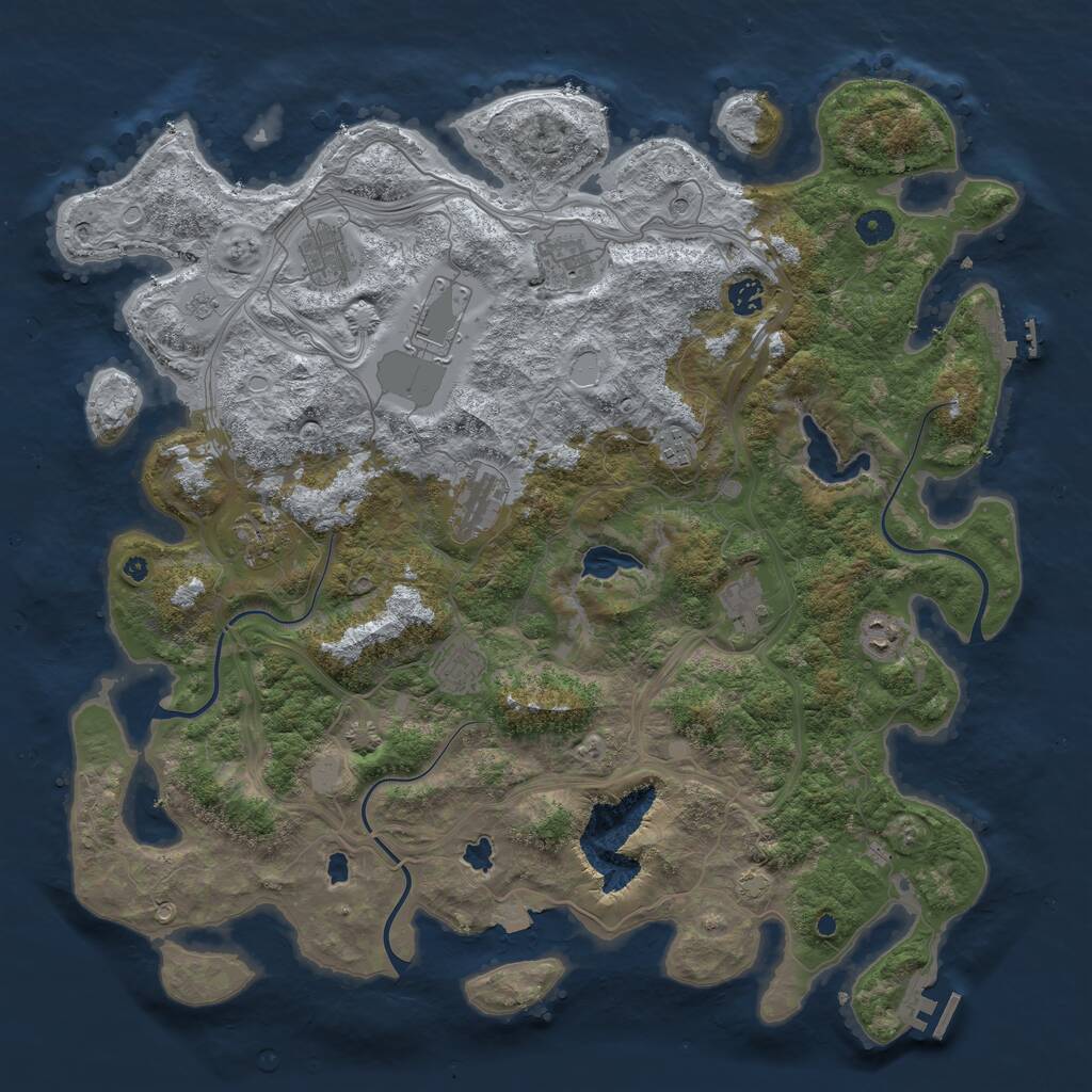 Rust Map: Procedural Map, Size: 4500, Seed: 333557726, 16 Monuments