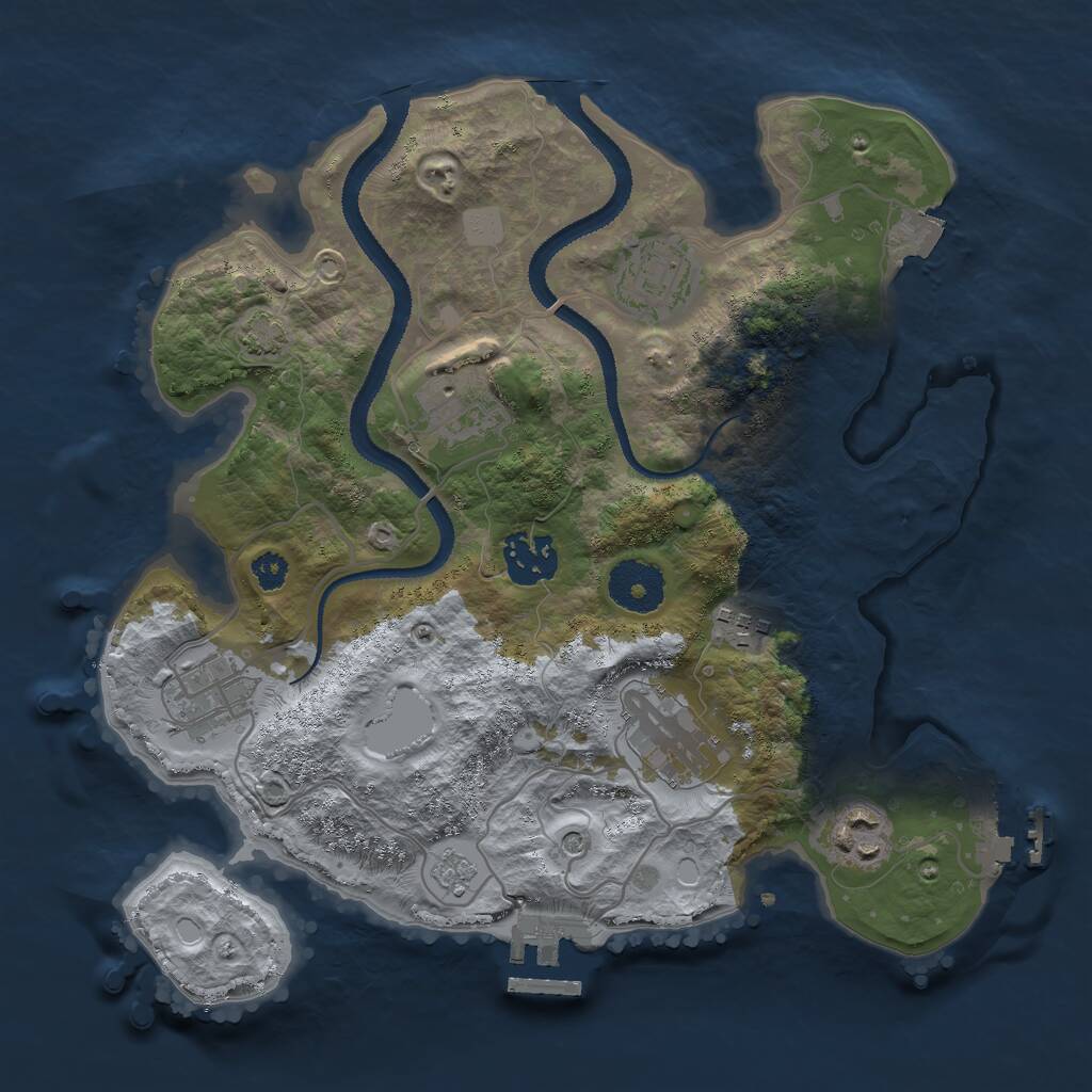 Rust Map: Procedural Map, Size: 3000, Seed: 933400625, 13 Monuments