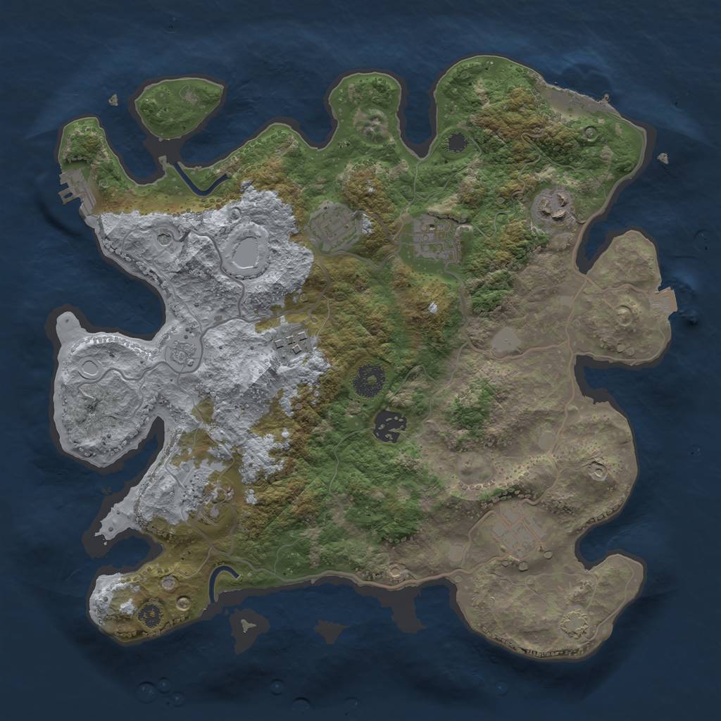 Rust Map: Procedural Map, Size: 3300, Seed: 321604239, 15 Monuments