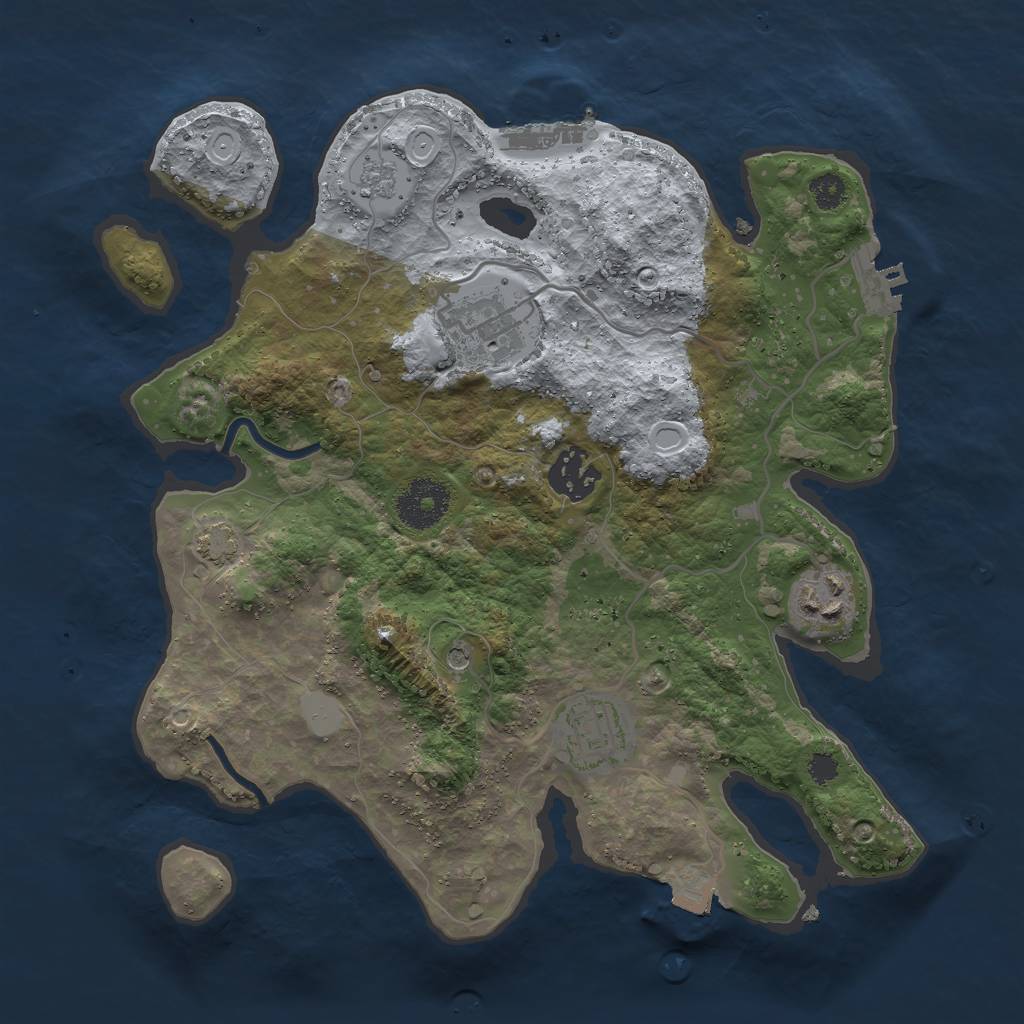 Rust Map: Procedural Map, Size: 3000, Seed: 406837627, 12 Monuments