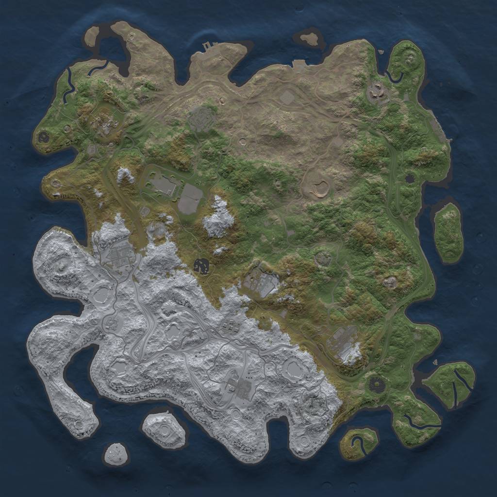 Rust Map: Procedural Map, Size: 4500, Seed: 1693845567, 19 Monuments