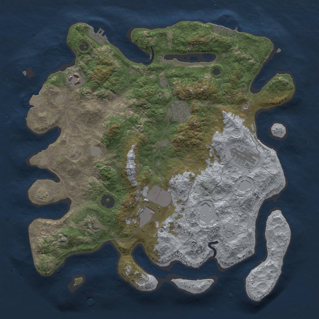 Rust Map: Procedural Map, Size: 3500, Seed: 2007732656, 13 Monuments