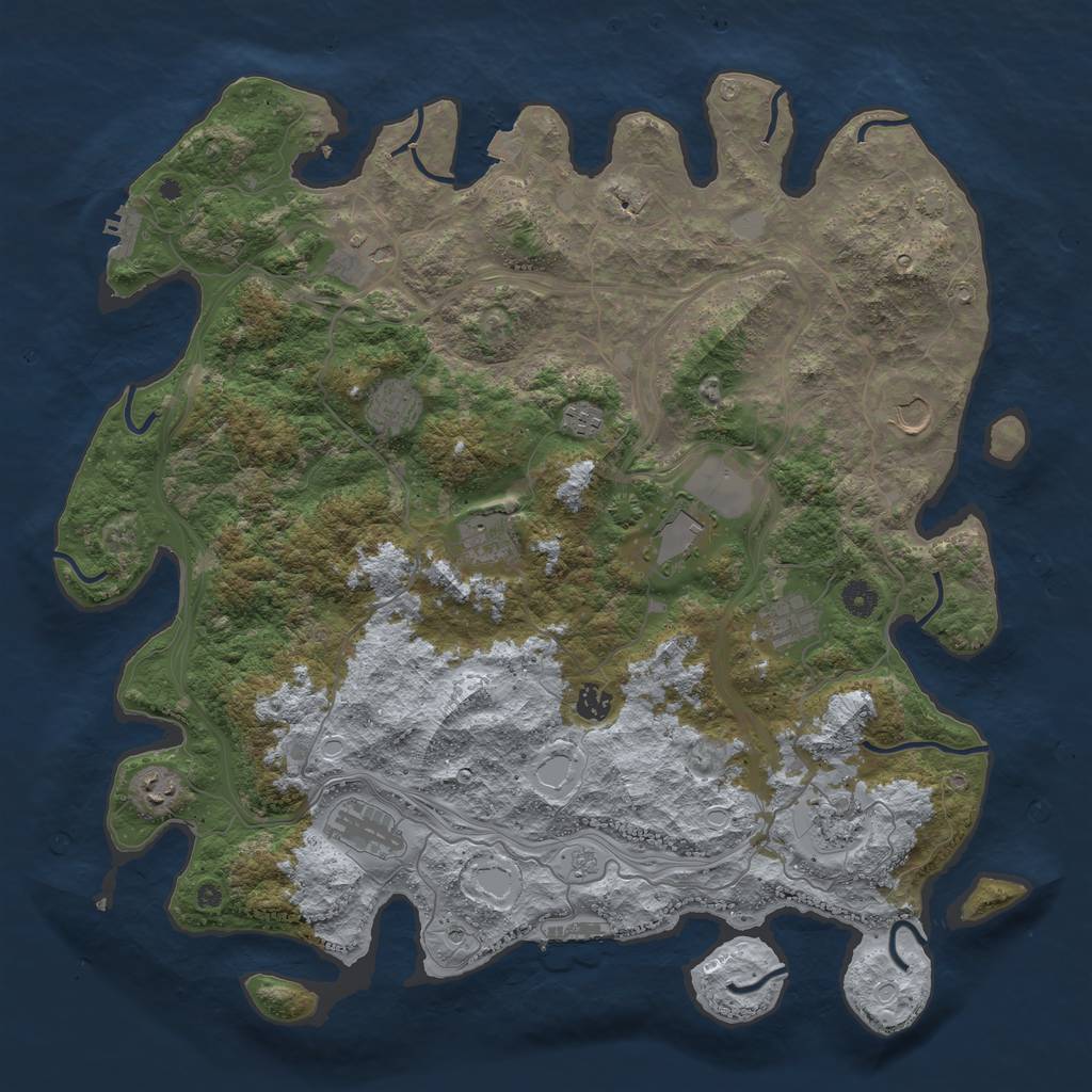 Rust Map: Procedural Map, Size: 4500, Seed: 1035605307, 19 Monuments