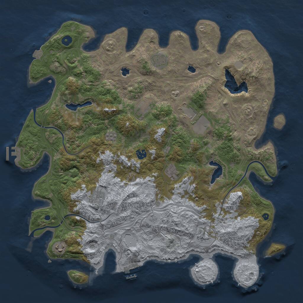 Rust Map: Procedural Map, Size: 4500, Seed: 1035605307, 15 Monuments