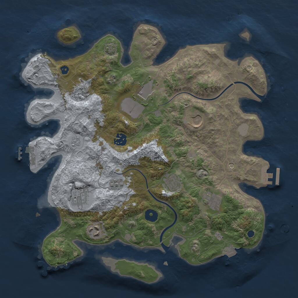 Rust Map: Procedural Map, Size: 3500, Seed: 1019987028, 15 Monuments