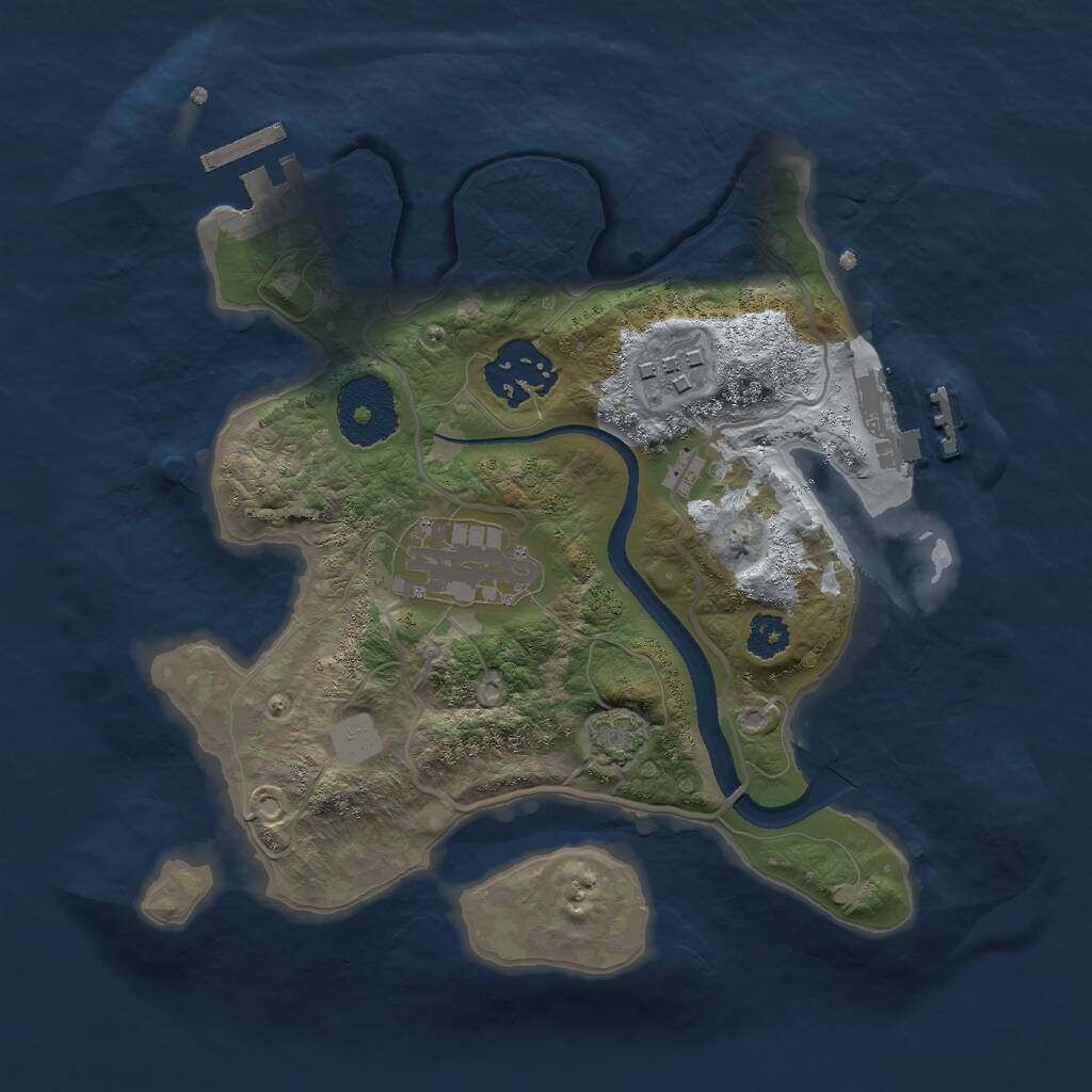 Rust Map: Procedural Map, Size: 2500, Seed: 1245749489, 7 Monuments