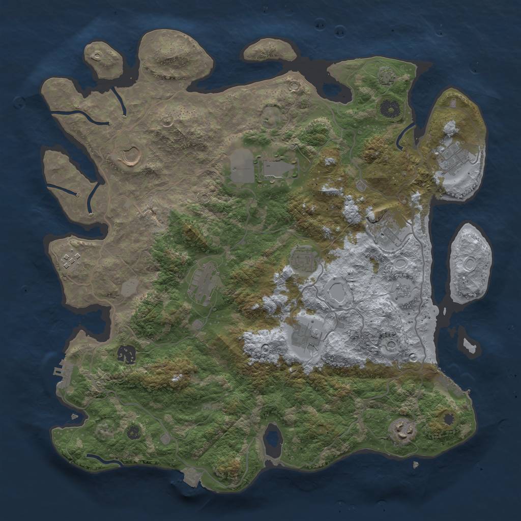 Rust Map: Procedural Map, Size: 4000, Seed: 892207578, 18 Monuments