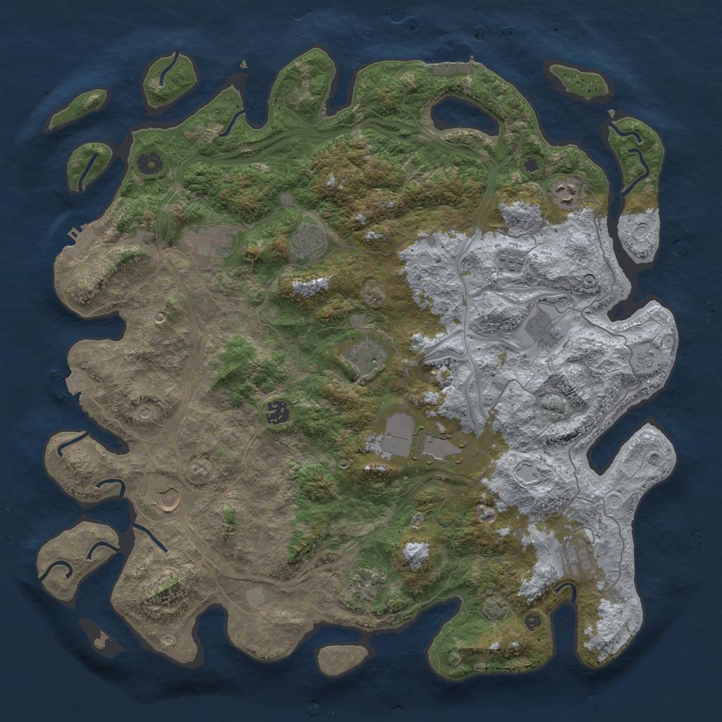 Rust Map: Procedural Map, Size: 4500, Seed: 447808219, 19 Monuments