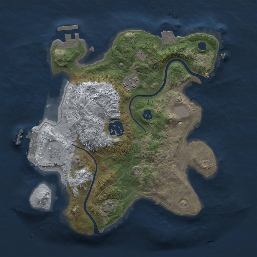 Rust Map: Procedural Map, Size: 2500, Seed: 23424324, 7 Monuments