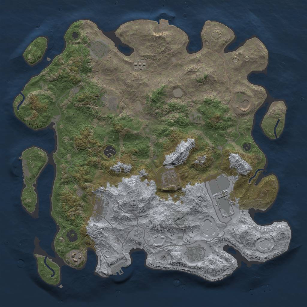 Rust Map: Procedural Map, Size: 4000, Seed: 930695094, 18 Monuments