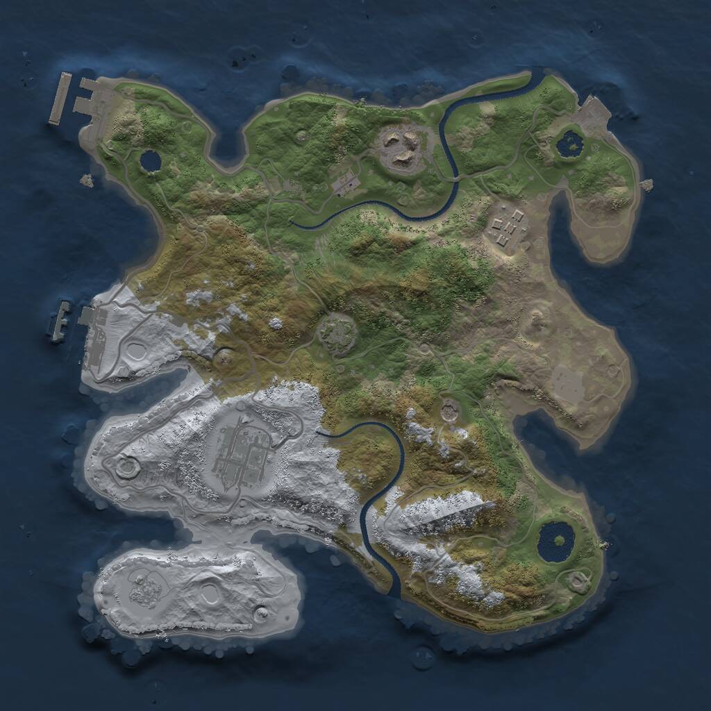 Rust Map: Procedural Map, Size: 2700, Seed: 1951341057, 9 Monuments