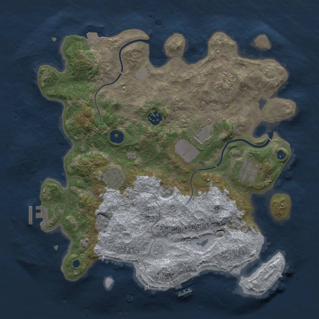 Rust Map: Procedural Map, Size: 3500, Seed: 2354, 12 Monuments
