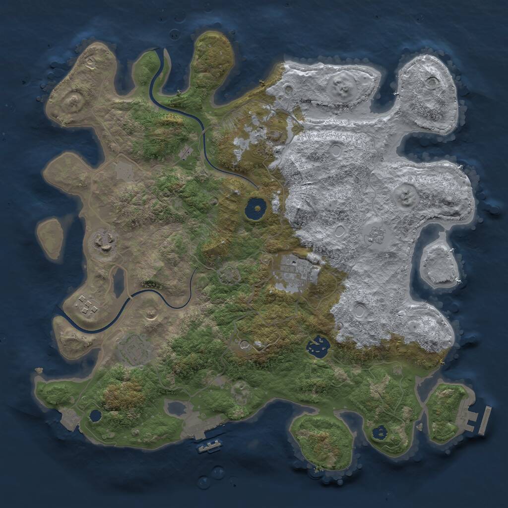 Rust Map: Procedural Map, Size: 3500, Seed: 2139431315, 12 Monuments