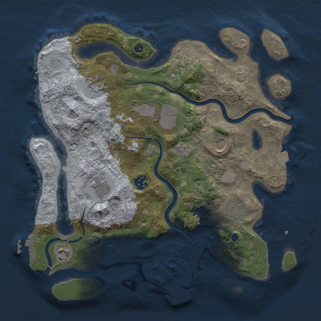 Rust Map: Procedural Map, Size: 3500, Seed: 629225877, 14 Monuments