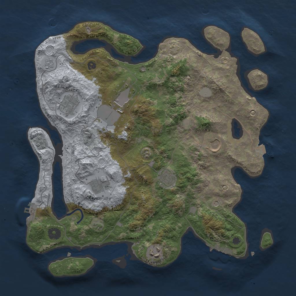 Rust Map: Procedural Map, Size: 3500, Seed: 629225877, 15 Monuments