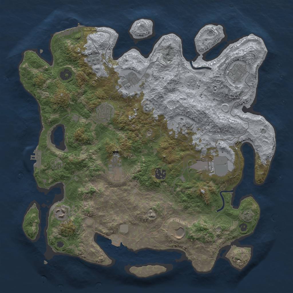 Rust Map: Procedural Map, Size: 3800, Seed: 29929225, 18 Monuments