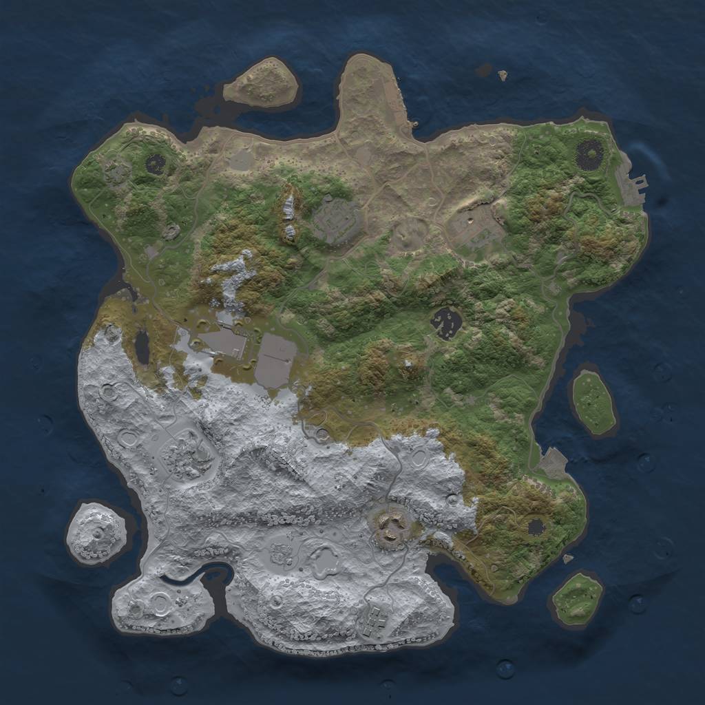 Rust Map: Procedural Map, Size: 3500, Seed: 100385371, 15 Monuments